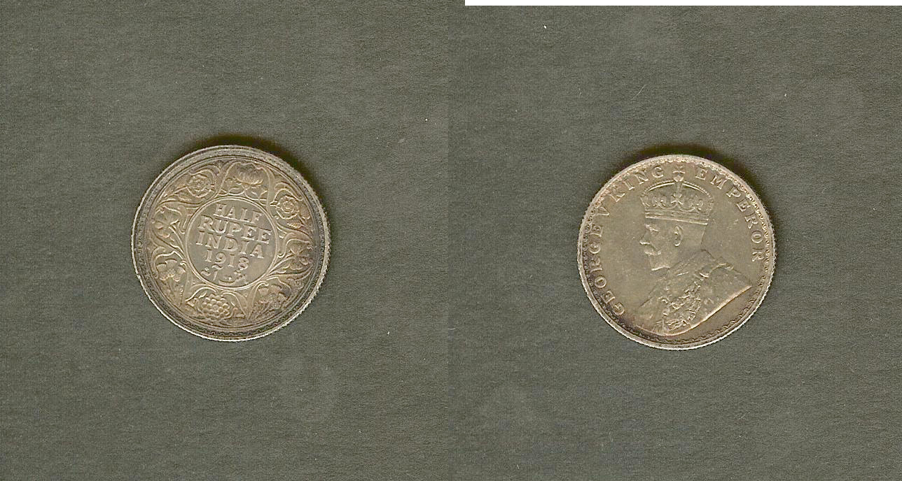 INDES BRITANNIQUES 1/2 Rupee (Roupie) George V 1918(b) SUP